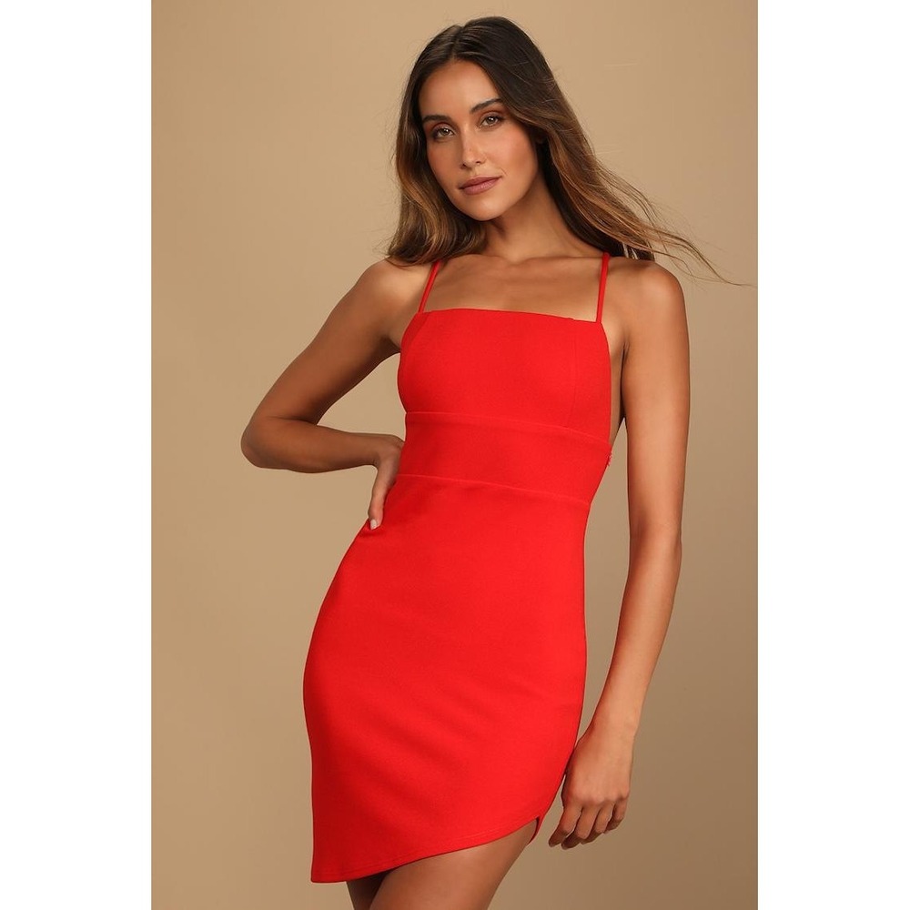 Lulus Dress Women XS‎ Red Cocktail Bodycon Open Back Mini Party Dress 69222